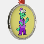 Illustratie van een Stegosaurus verpleegster. Metalen Ornament (Rechts)