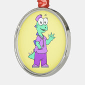 Illustratie van een Stegosaurus verpleegster. Metalen Ornament (Links)