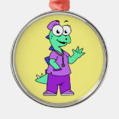 Illustratie van een Stegosaurus verpleegster. Metalen Ornament (Voorkant)