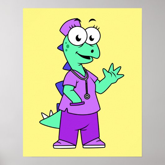 Illustratie van een Stegosaurus verpleegster. Poster (Voorkant)