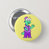 Illustratie van een Stegosaurus verpleegster. Ronde Button 5,7 Cm (Voorkant /achterkant)