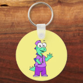 Illustratie van een Stegosaurus verpleegster. Sleutelhanger (Achterkant)