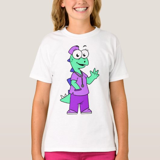 Illustratie van een Stegosaurus verpleegster. T-shirt (Voorkant)