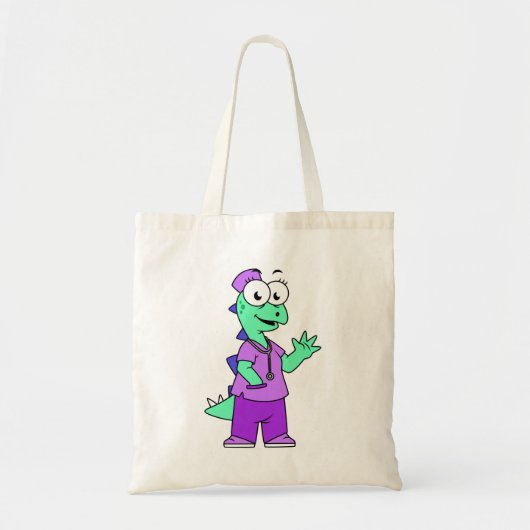 Illustratie van een Stegosaurus verpleegster. Tote Bag (Voorkant)