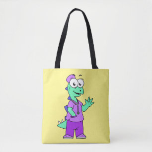Illustratie van een Stegosaurus verpleegster. Tote Bag