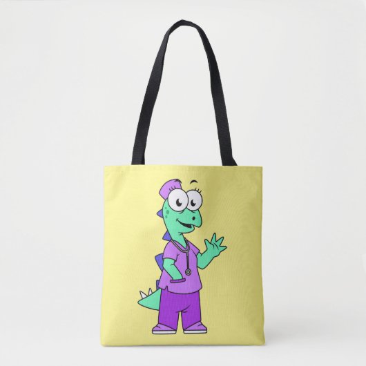 Illustratie van een Stegosaurus verpleegster. Tote Bag (Voorkant)