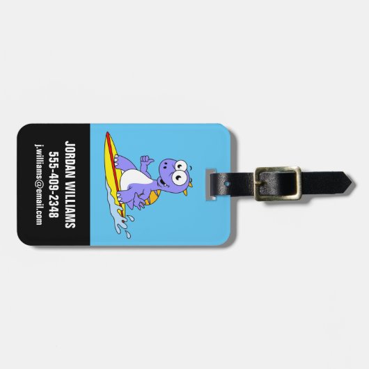 Illustratie van een survende spinosaurus. bagagelabel (Voorkant horizontaal)