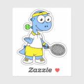 Illustratie van een tennisser van Tyrannosaurus re Sticker (Vel)