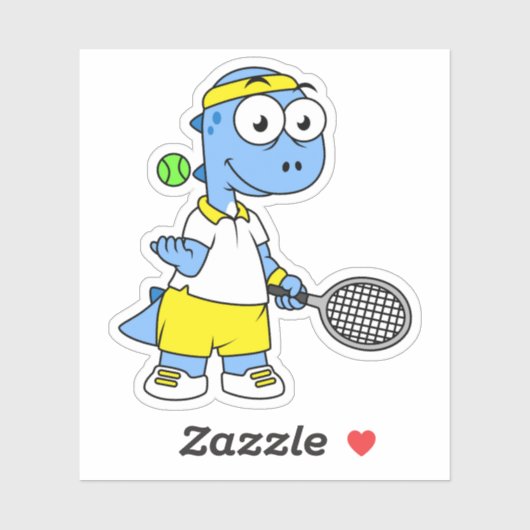 Illustratie van een tennisser van Tyrannosaurus re Sticker (Vel)