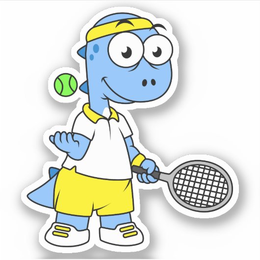 Illustratie van een tennisser van Tyrannosaurus re Sticker (Voorkant)