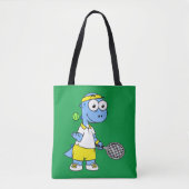 Illustratie van een tennisser van Tyrannosaurus re Tote Bag (Voorkant)