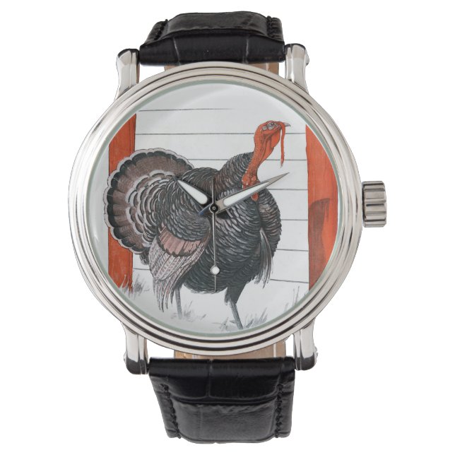  illustratie van een Thanksgiving Turkije Horloge (Voorkant)