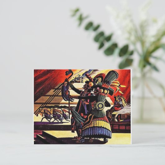  illustratie van een tribaal dansende koppel briefkaart (Staand voorkant)