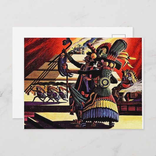  illustratie van een tribaal dansende koppel briefkaart (Voorkant / Achterkant)