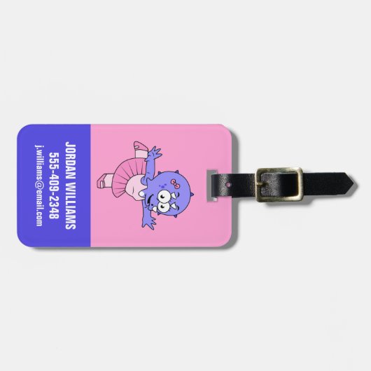 Illustratie van een Triceratops balletdanser. Bagagelabel (Voorkant horizontaal)