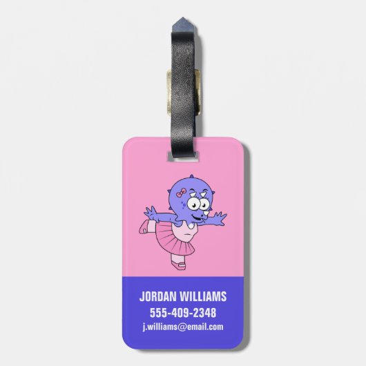 Illustratie van een Triceratops balletdanser. Bagagelabel (Achterkant verticaal)