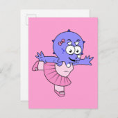 Illustratie van een Triceratops balletdanser. Briefkaart (Voorkant / Achterkant)
