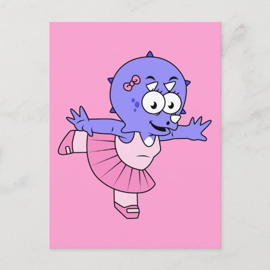Illustratie van een Triceratops balletdanser. Briefkaart (Voorkant)