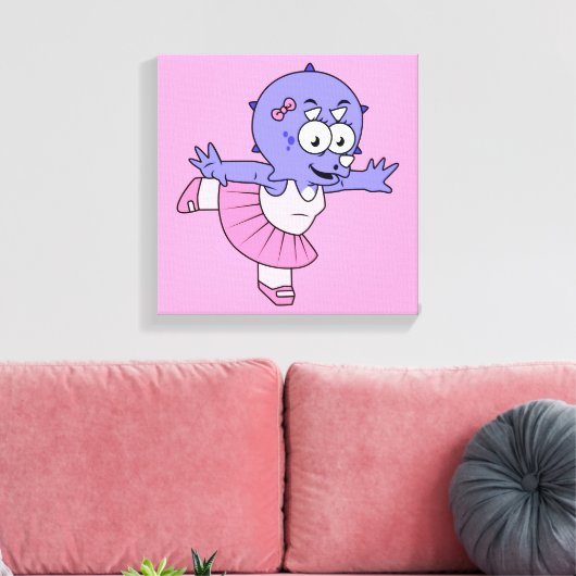 Illustratie van een Triceratops balletdanser. Canvas Afdruk (Insitu (Woonkamer))