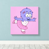 Illustratie van een Triceratops balletdanser. Canvas Afdruk (Insitu (Houten vloer))