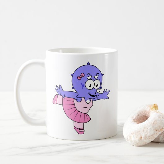 Illustratie van een Triceratops balletdanser. Koffiemok (Met donut)