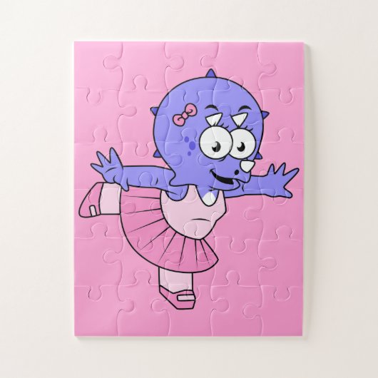 Illustratie van een Triceratops balletdanser. Legpuzzel (Verticaal)