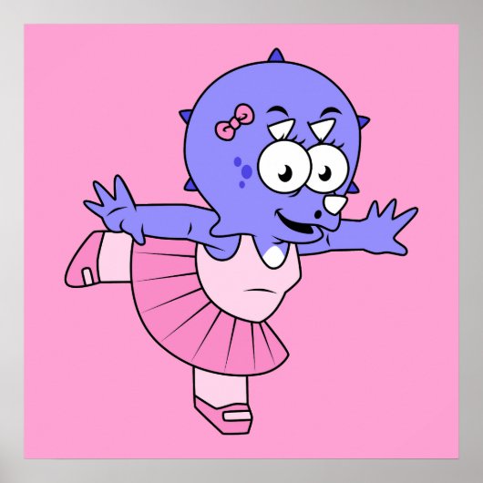 Illustratie van een Triceratops balletdanser. Poster (Voorkant)