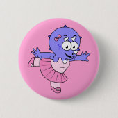 Illustratie van een Triceratops balletdanser. Ronde Button 5,7 Cm (Voorkant)