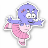 Illustratie van een Triceratops balletdanser. Sticker (Voorkant)