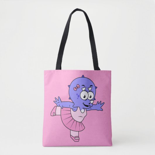 Illustratie van een Triceratops balletdanser. Tote Bag (Voorkant)