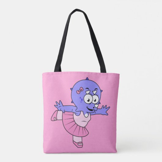 Illustratie van een Triceratops balletdanser. Tote Bag (Achterkant)