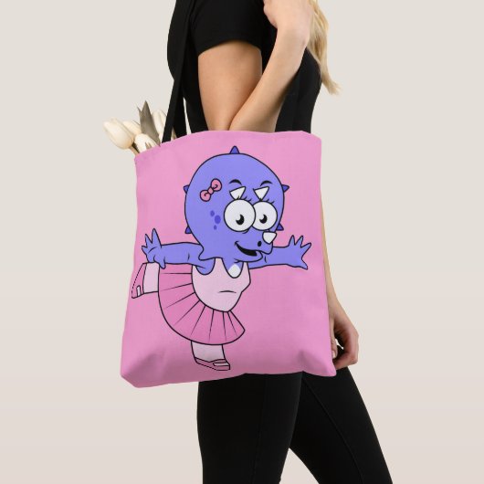 Illustratie van een Triceratops balletdanser. Tote Bag (Dichtbij)