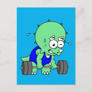 Illustratie van een Triceratops die gewichten opti Briefkaart