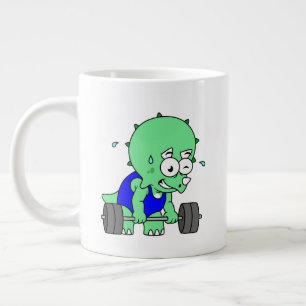 Illustratie van een Triceratops die gewichten opti Grote Koffiekop