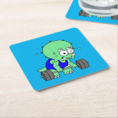 Illustratie van een Triceratops die gewichten opti Kartonnen Onderzetters (Schuin)