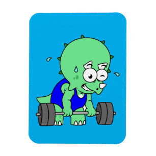 Illustratie van een Triceratops die gewichten opti Magneet