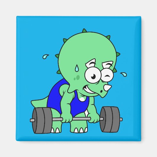 Illustratie van een Triceratops die gewichten opti Magneet (Voorkant)