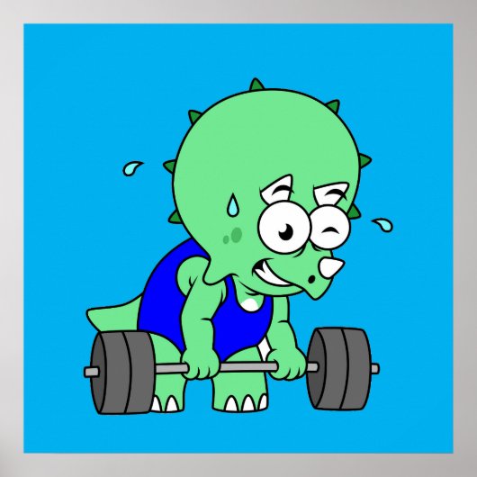 Illustratie van een Triceratops die gewichten opti Poster (Voorkant)