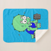 Illustratie van een Triceratops die gewichten opti Sherpa Deken (Voorkant (horizontaal))