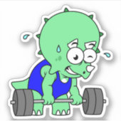 Illustratie van een Triceratops die gewichten opti Sticker (Voorkant)