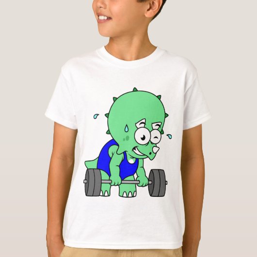 Illustratie van een Triceratops die gewichten opti T-shirt (Voorkant)