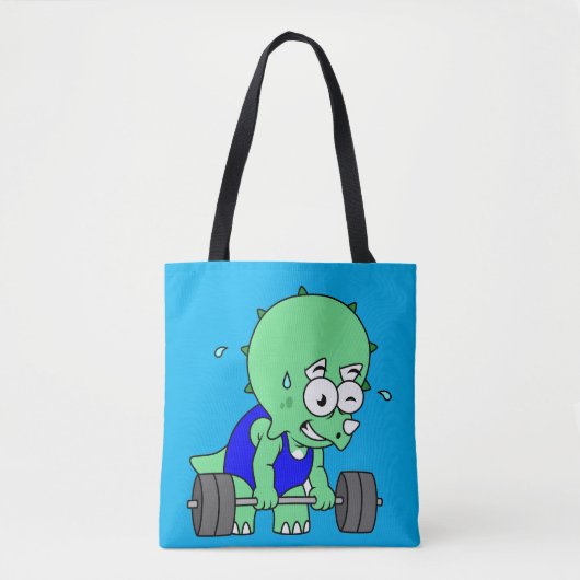 Illustratie van een Triceratops die gewichten opti Tote Bag (Voorkant)