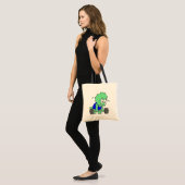 Illustratie van een Triceratops die gewichten opti Tote Bag (Voorkant (model))