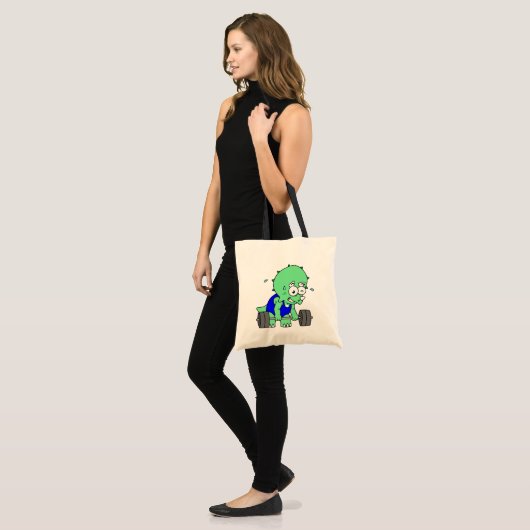 Illustratie van een Triceratops die gewichten opti Tote Bag (Voorkant (model))