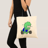 Illustratie van een Triceratops die gewichten opti Tote Bag (Voorkant (product))
