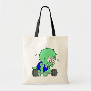 Illustratie van een Triceratops die gewichten opti Tote Bag