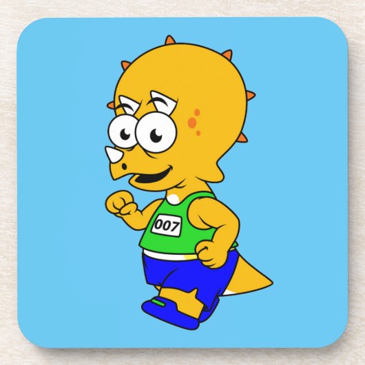 Illustratie van een Triceratops-loper. Bier Onderzetter (Voorkant)