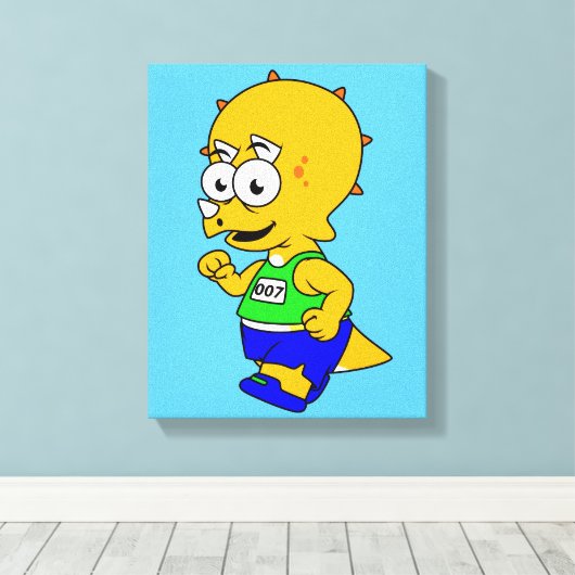 Illustratie van een Triceratops-loper. Canvas Afdruk (Insitu (Houten vloer))