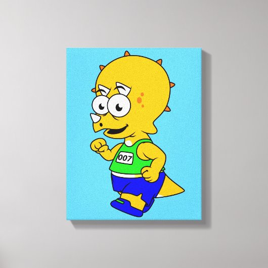 Illustratie van een Triceratops-loper. Canvas Afdruk (Voorkant)