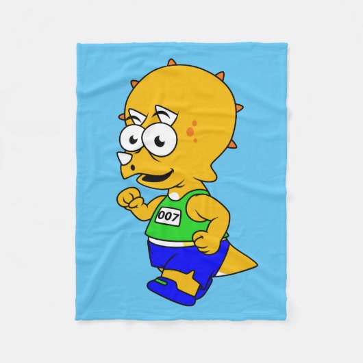 Illustratie van een Triceratops-loper. Fleece Deken (Voorkant)